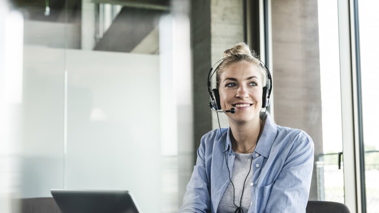 woman with headset